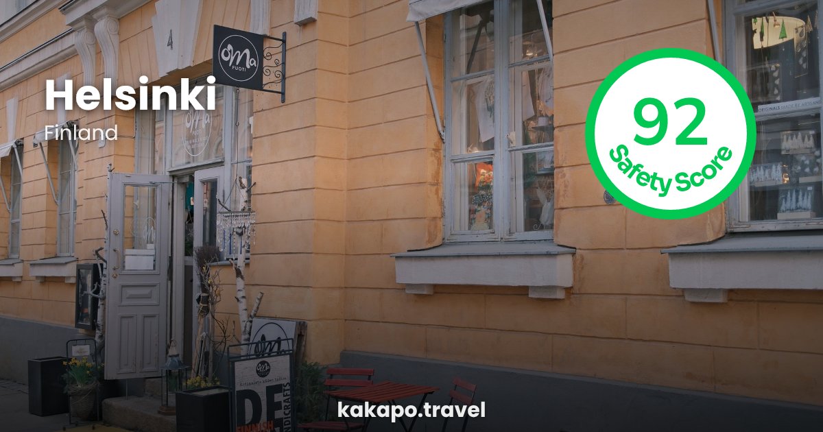Helsinki, Finland — safety score 92 out of 100