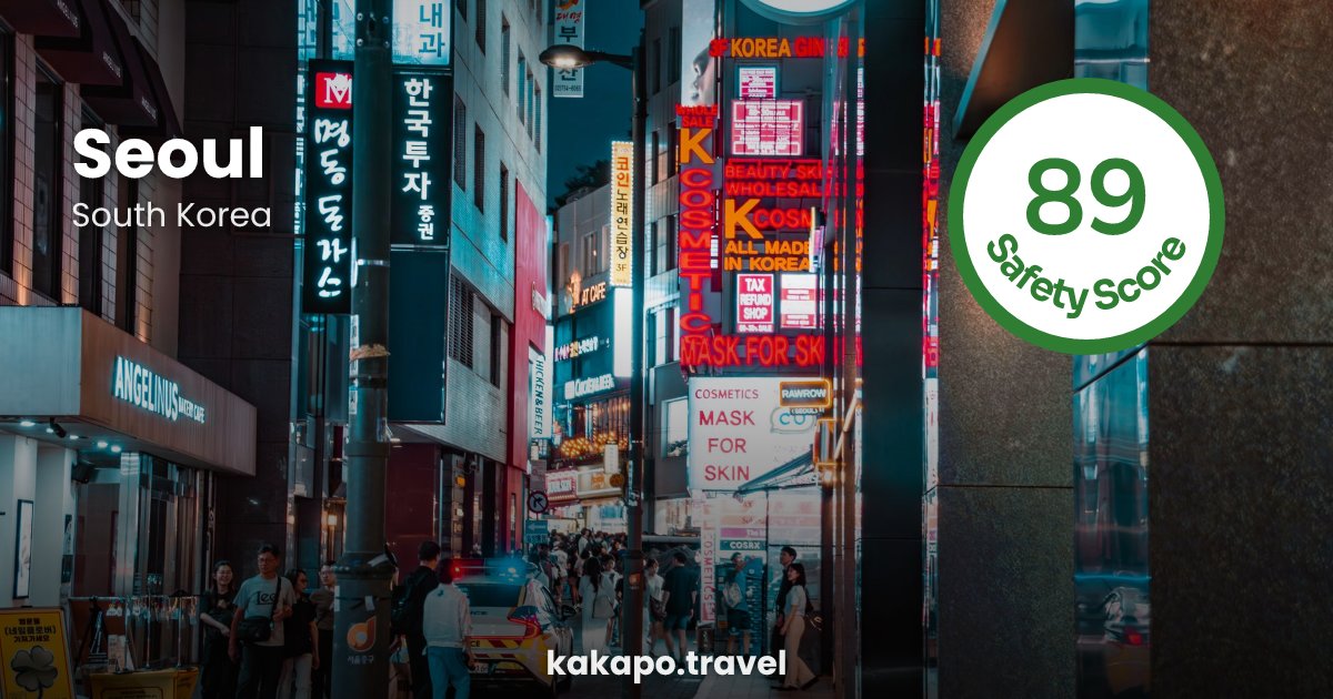 Seoul, South Korea — safety score 89 out of 100