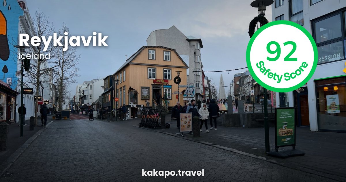 Reykjavik, Iceland — safety score 92 out of 100