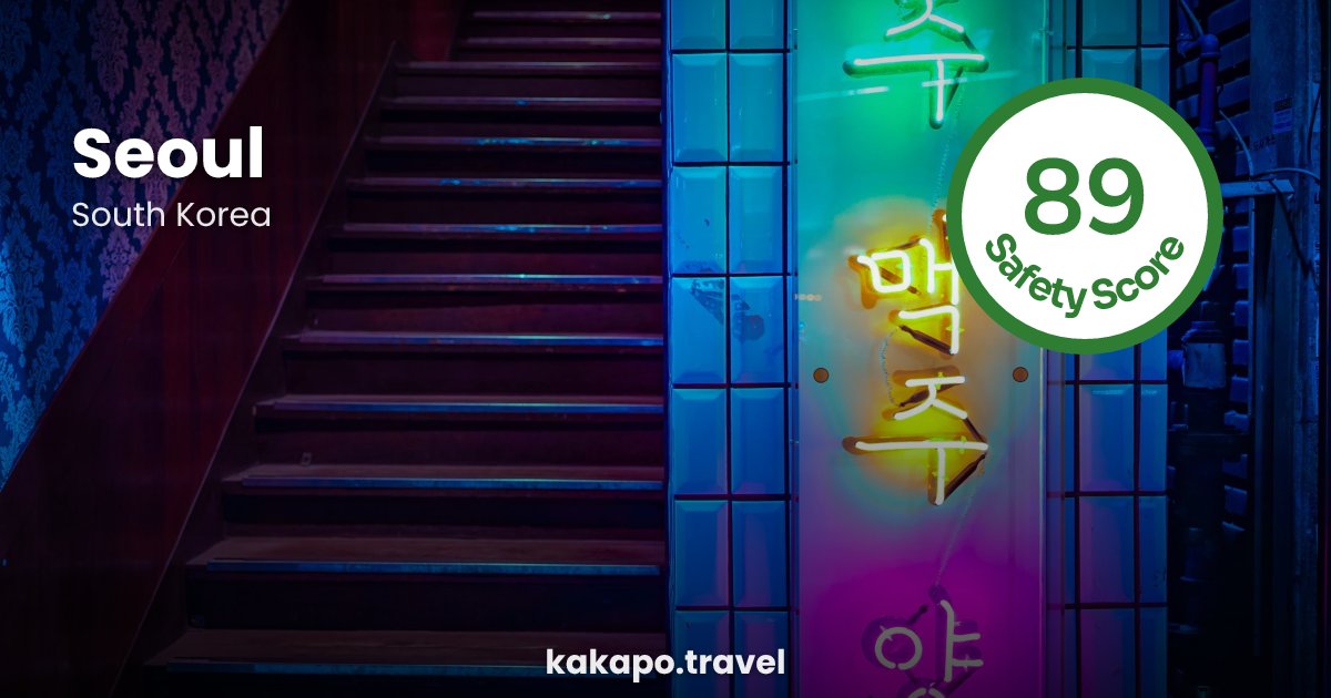 Seoul, South Korea — safety score 89 out of 100