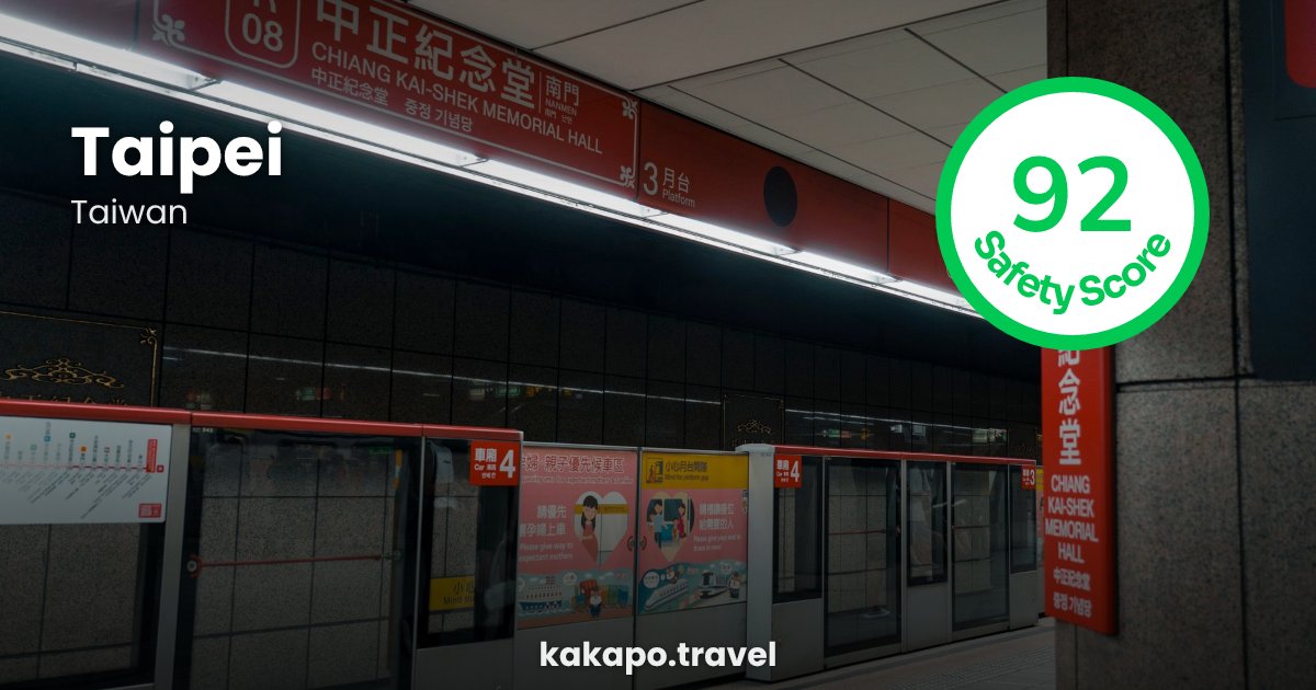 Taipei, Taiwan — safety score 92 out of 100