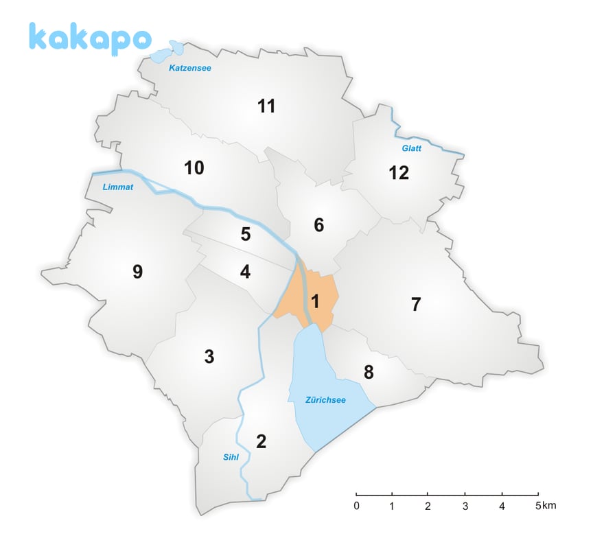 Ventilation quartier par quartier in Zurich, Suisse — Guide de sécurité voyage Kakapo