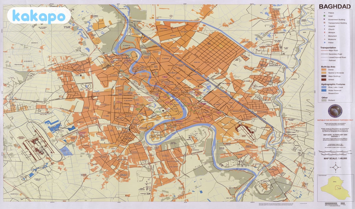Distretti di Baghdad — la mappa onesta in Baghdad, Iraq — Guida sicurezza viaggi Kakapo