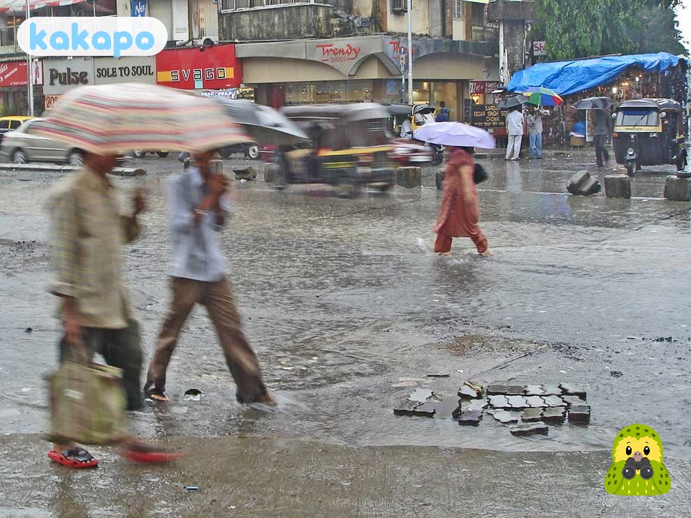 Monsone — la storia di sicurezza dominante giugno-settembre in Mumbai, India — Guida sicurezza viaggi Kakapo